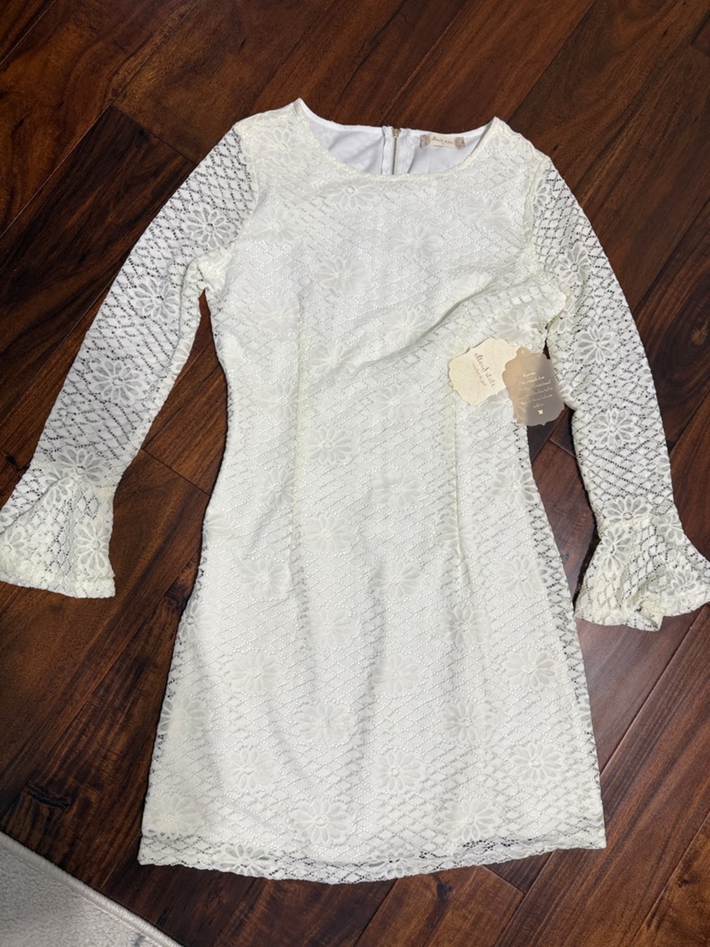 Altar'd State Ivory Lace Long-Sleeve Sheath Dress
